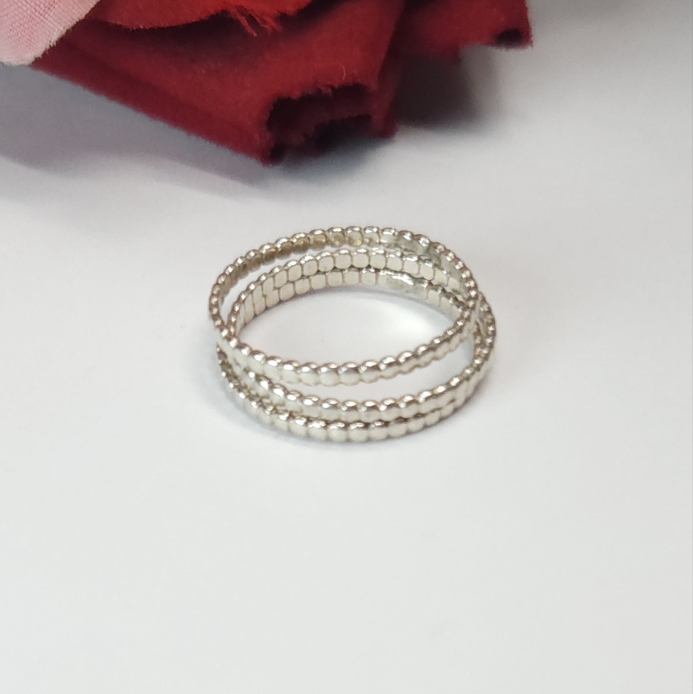 Sterling Silver Bead Band Stackable Ring Set Of 3… - image 7